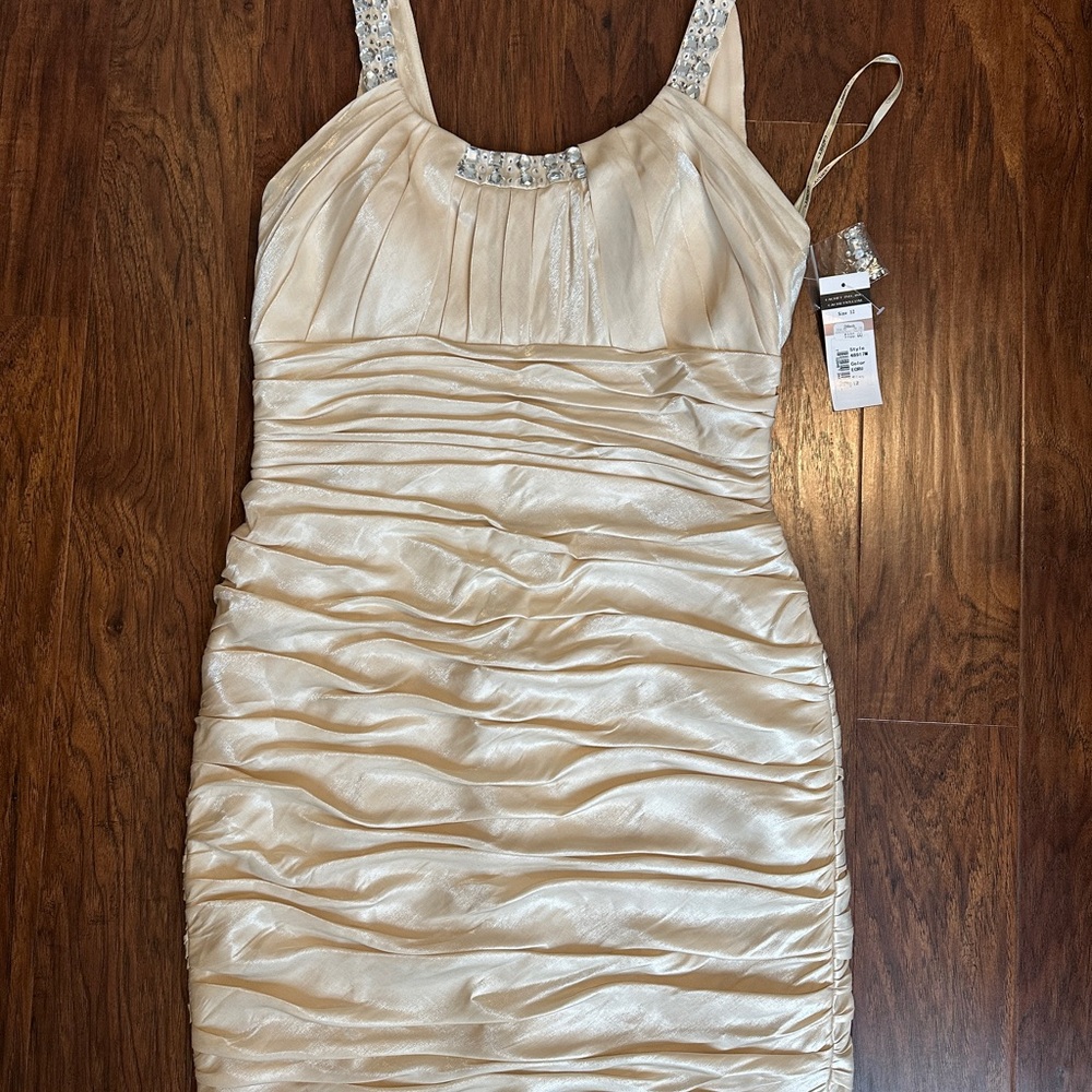 Cachet Shimmering Cream Mini Dress